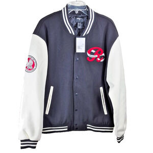 Varsity Jacket Forever 21 Letterman Black Red Men's X-Large Rodeo Horses